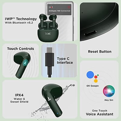 boAt Airdopes 100 (Emerald Green)