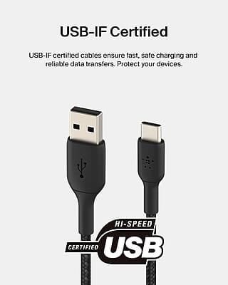 Belkin International USB Type C Cable 2A 1m Type C to USB-A 2.0 Tough Unbreakable Braided Nylon Cable Belkin International USB Type C Cable 2A 1m Type C to USB-A 2.0 Tough Unbreakable Braided Nylon Cable