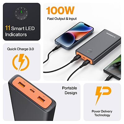 Ambrane PowerLit Ultra 25000 mAh (Black) Ambrane PowerLit Ultra 25000 mAh (Black)