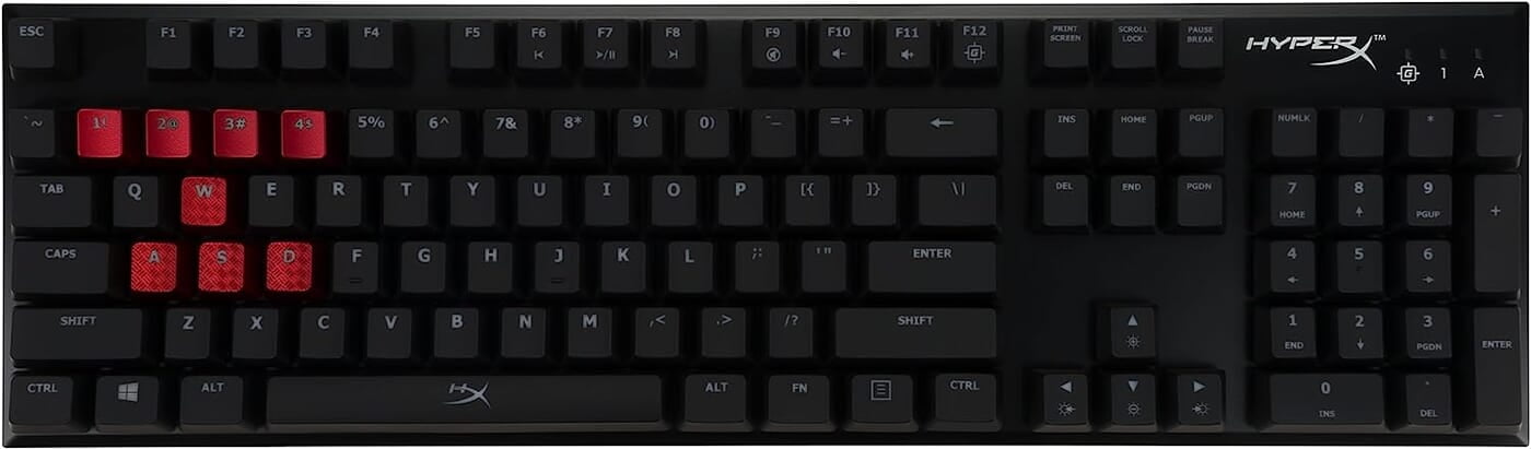 Copritasti Gaming HUYUN Per Tastiera Meccanica - Set Rosso WASD + QWER + DF - Compatibile Con Switch Cherry MX, Razer, Corsair, HyperX - Include 10 Keycaps E Estrattore - 6