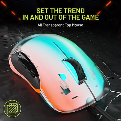 Archer Tech Lab Recurve 400 Transparent Wired Mouse Archer Tech Lab Recurve 400 Transparent Wired Mouse