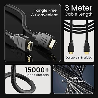 Ambrane AHDMS30G HDMI Cable (Black) Ambrane AHDMS30G HDMI Cable (Black)