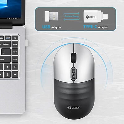 ZOOOK Jaguar Rechargable Wireless Mouse with Type C OTG