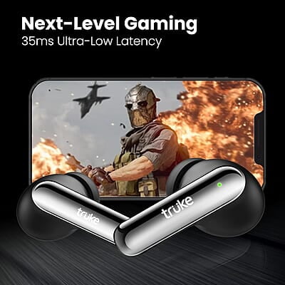 truke Buds Clarity 5 True Wireless in Ear Earbuds, 6Mic Adv. ENC, 80H Playtime, 35ms Ultra-low latency, 13mm Titanium Drivers