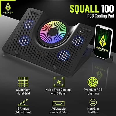 Archer Tech Lab Squall 100 RGB Gaming Laptop Cooling Pad Archer Tech Lab Squall 100 RGB Gaming Laptop Cooling Pad